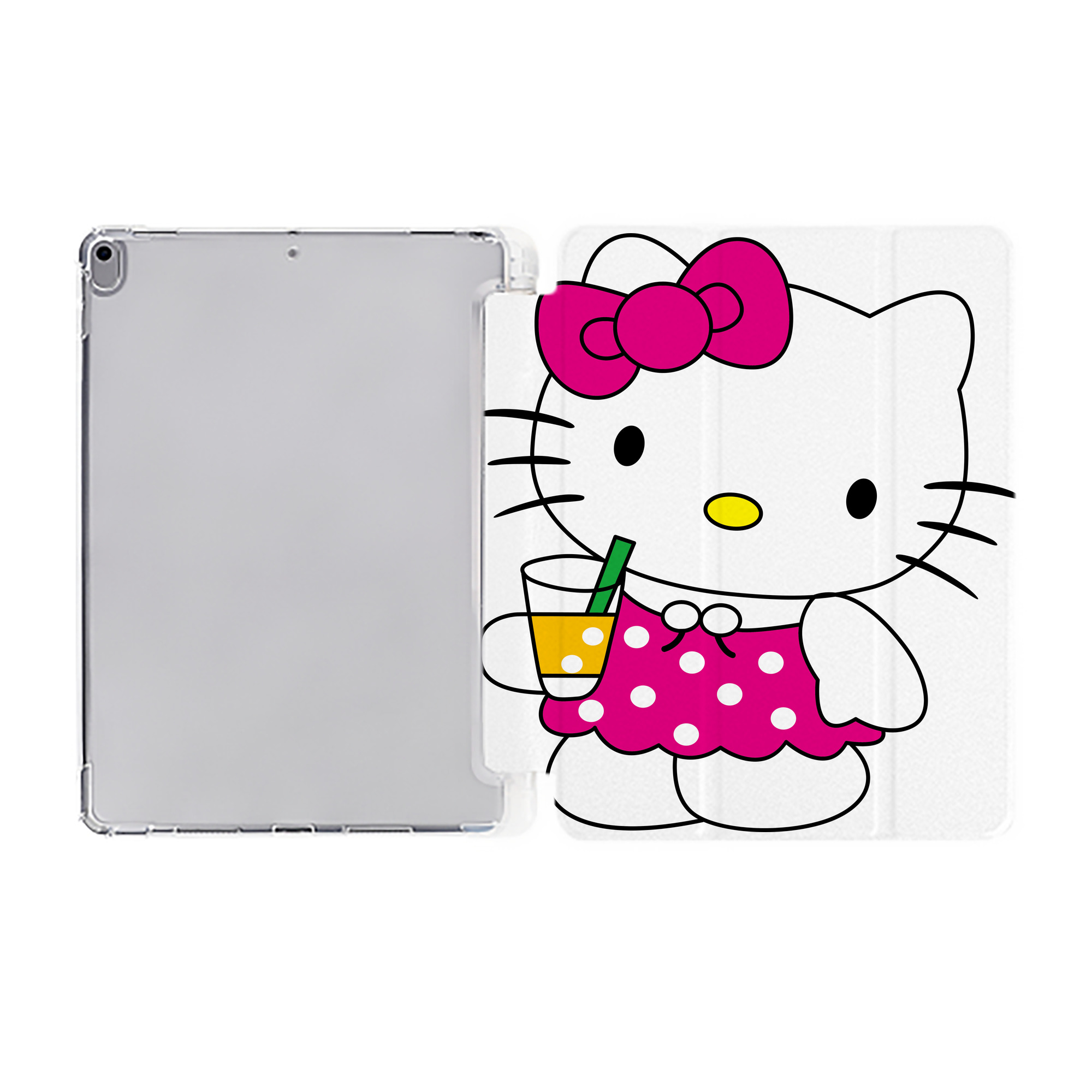 （画像用） Hello Kitty ハローキティ IPad ケース ペン収納付き 三つ折りスタンド PUレザー×シリコン 対応機種9.5/10.5/10.9インチ